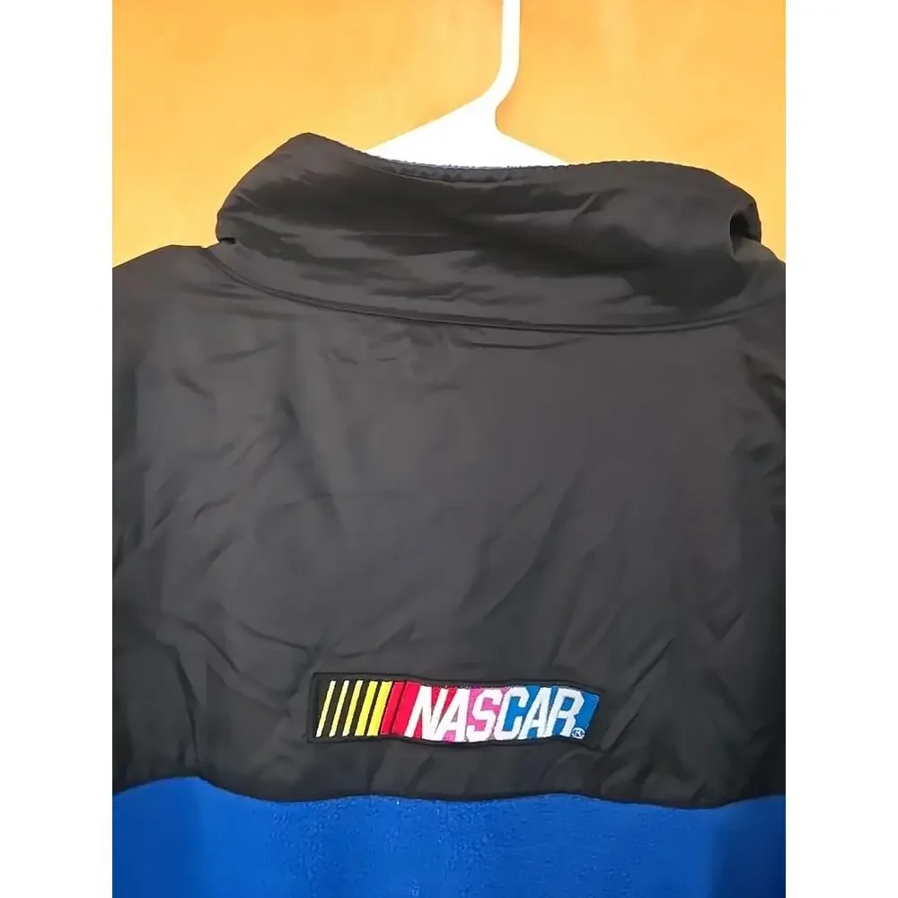 Vintage 90s Essex NASCAR Racing Embroidered Blue Black Fleece Jacket Coat XL